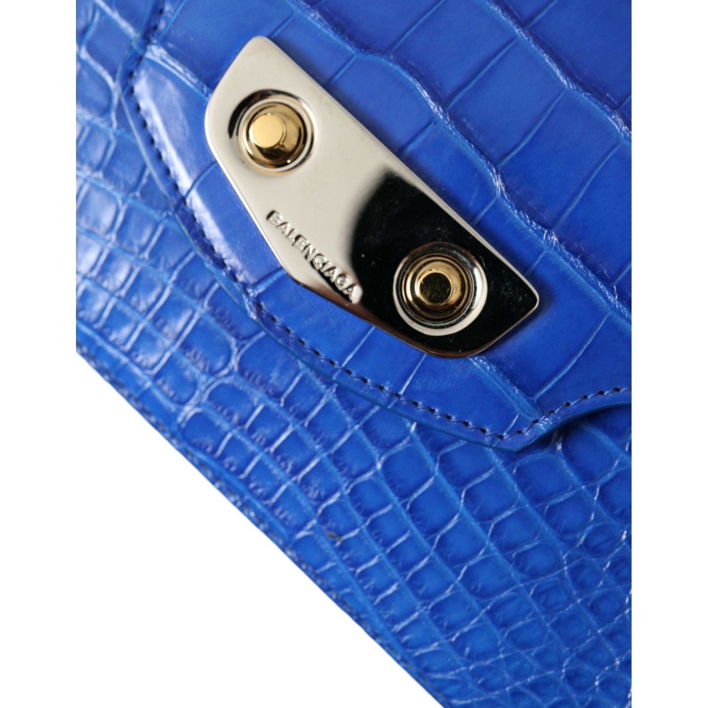 Alligator Skin Mini Shoulder Bag - Elegant Blue