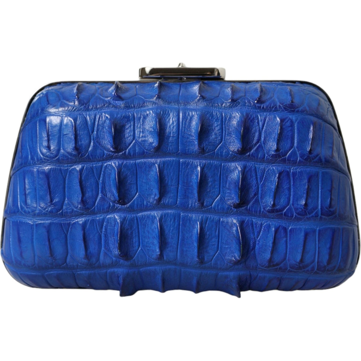 Electric Blue Crocodile Skin Clutch