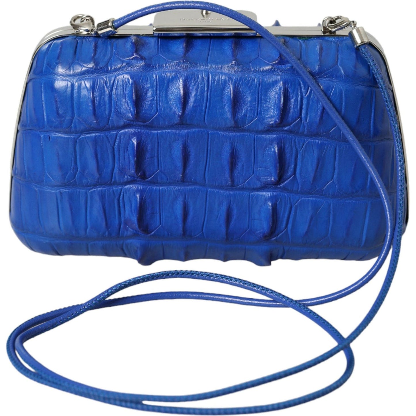 Electric Blue Crocodile Skin Clutch