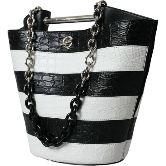 Chic Crocodile Leather Maxi Bucket Bag