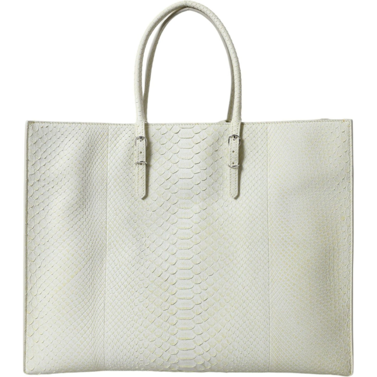 Chic Python Leather Tote in White & Yellow