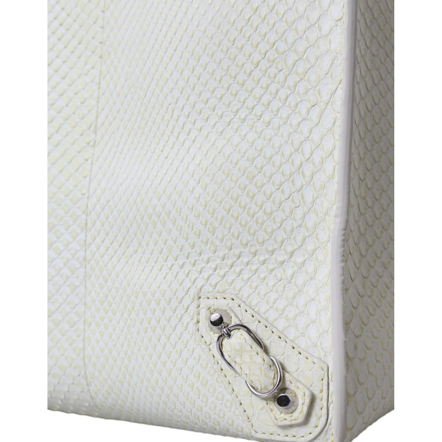 Chic Python Leather Tote in White & Yellow