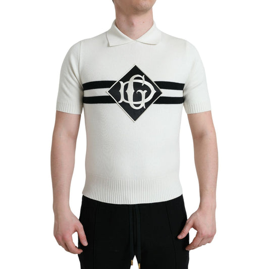 White DG Logo Collared Henley Shirt T-shirt