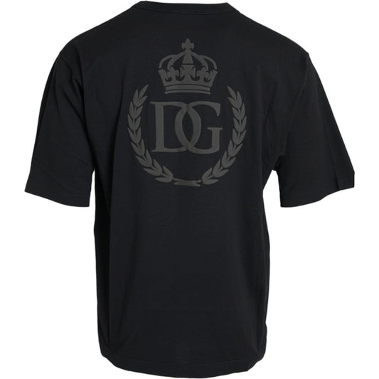 Black Logo Embossed Crew Neck Short Sleeves T-shirt Dolce & Gabbana