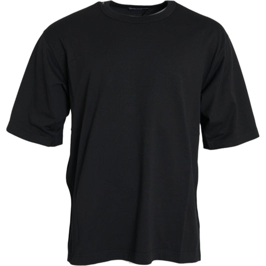 Black Logo Embossed Crew Neck Short Sleeves T-shirt Dolce & Gabbana