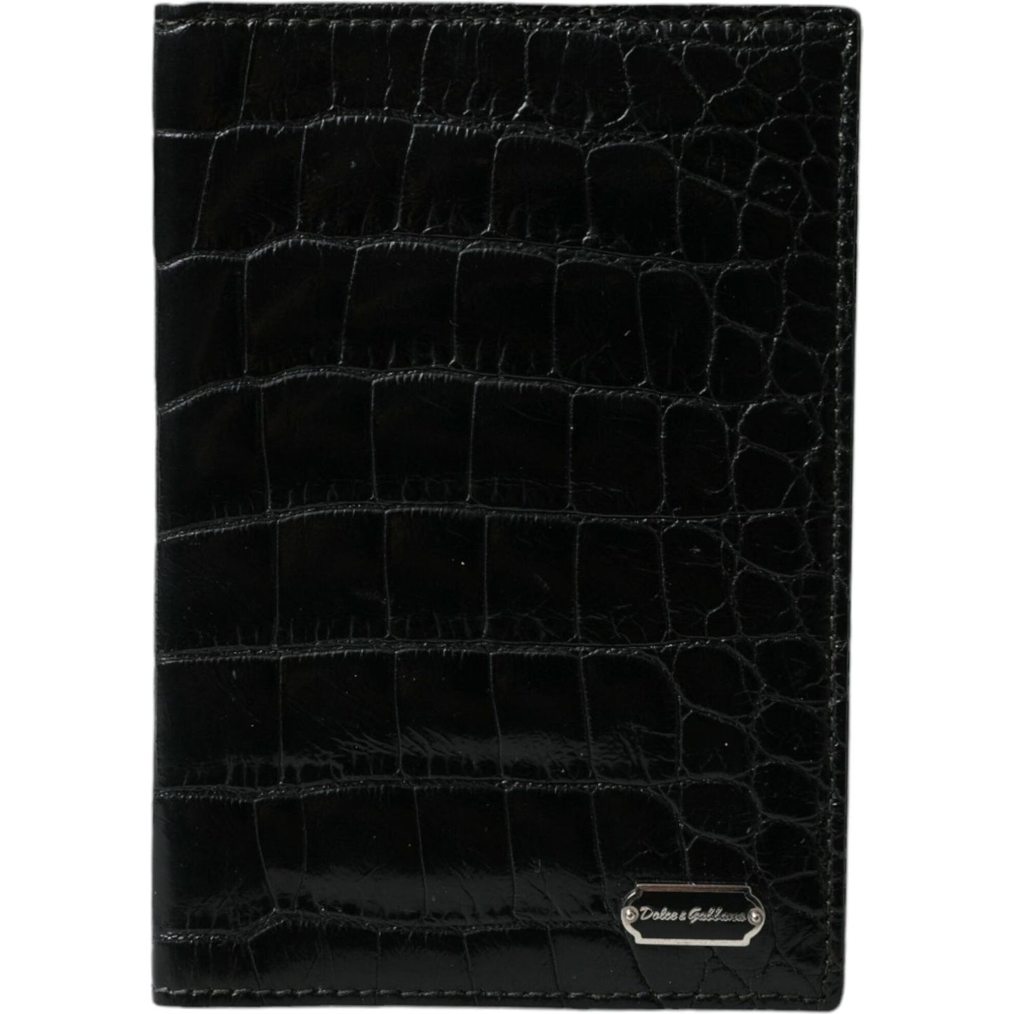 Black Exotic Skin Leather Long Bifold Passport Holder