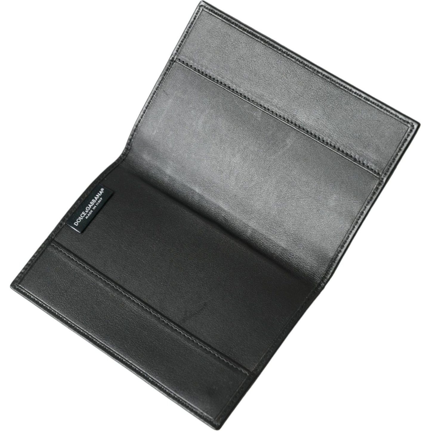 Black Exotic Skin Leather Long Bifold Passport Holder