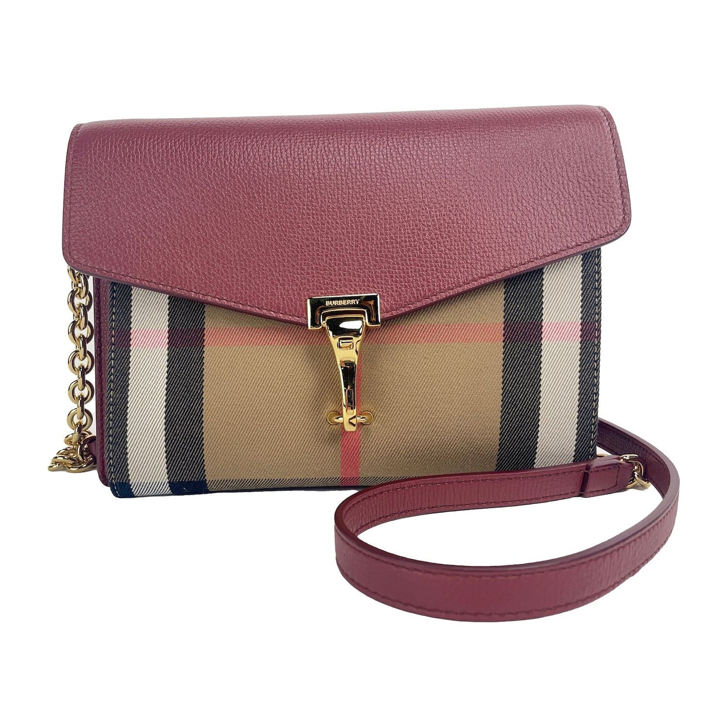 Macken Small Crimson House Check Leather Crossbody Bag