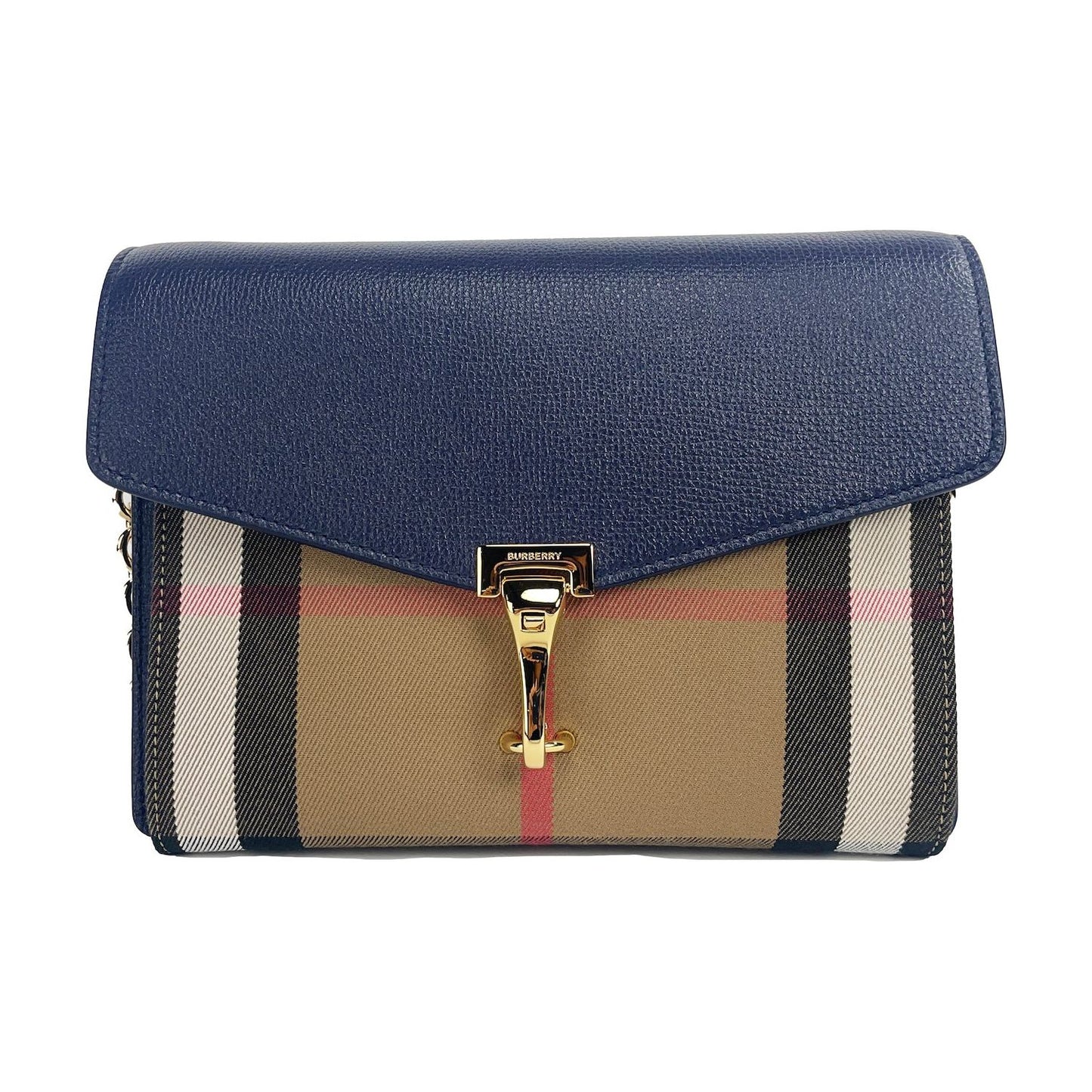 Macken Small Regency Blue House Check Leather Crossbody Bag