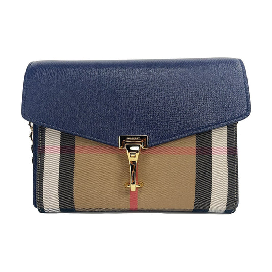 Macken Small Regency Blue House Check Leather Crossbody Bag