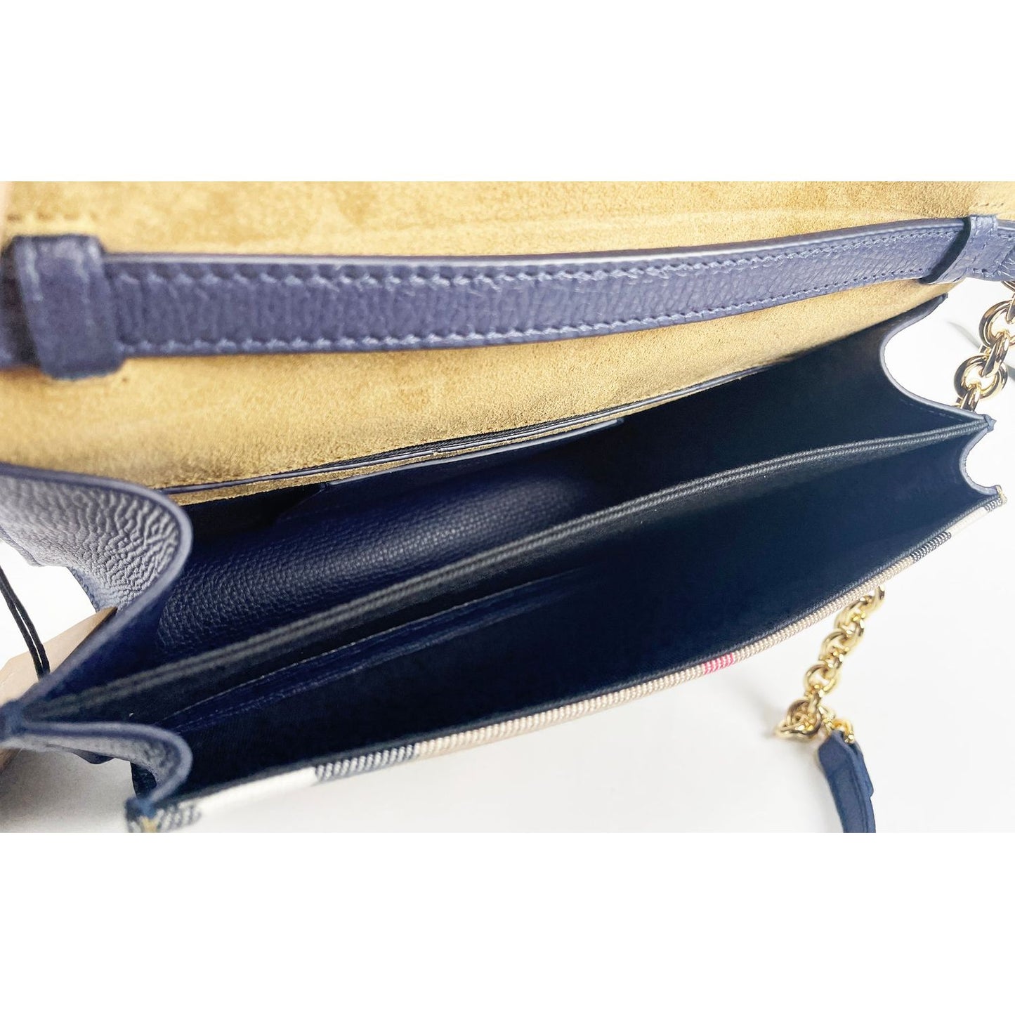 Macken Small Regency Blue House Check Leather Crossbody Bag