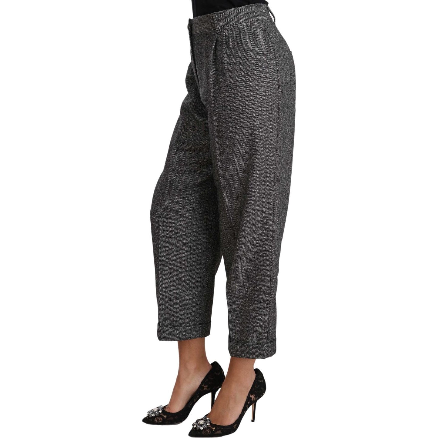 Elegant Gray Wool-Blend Trousers