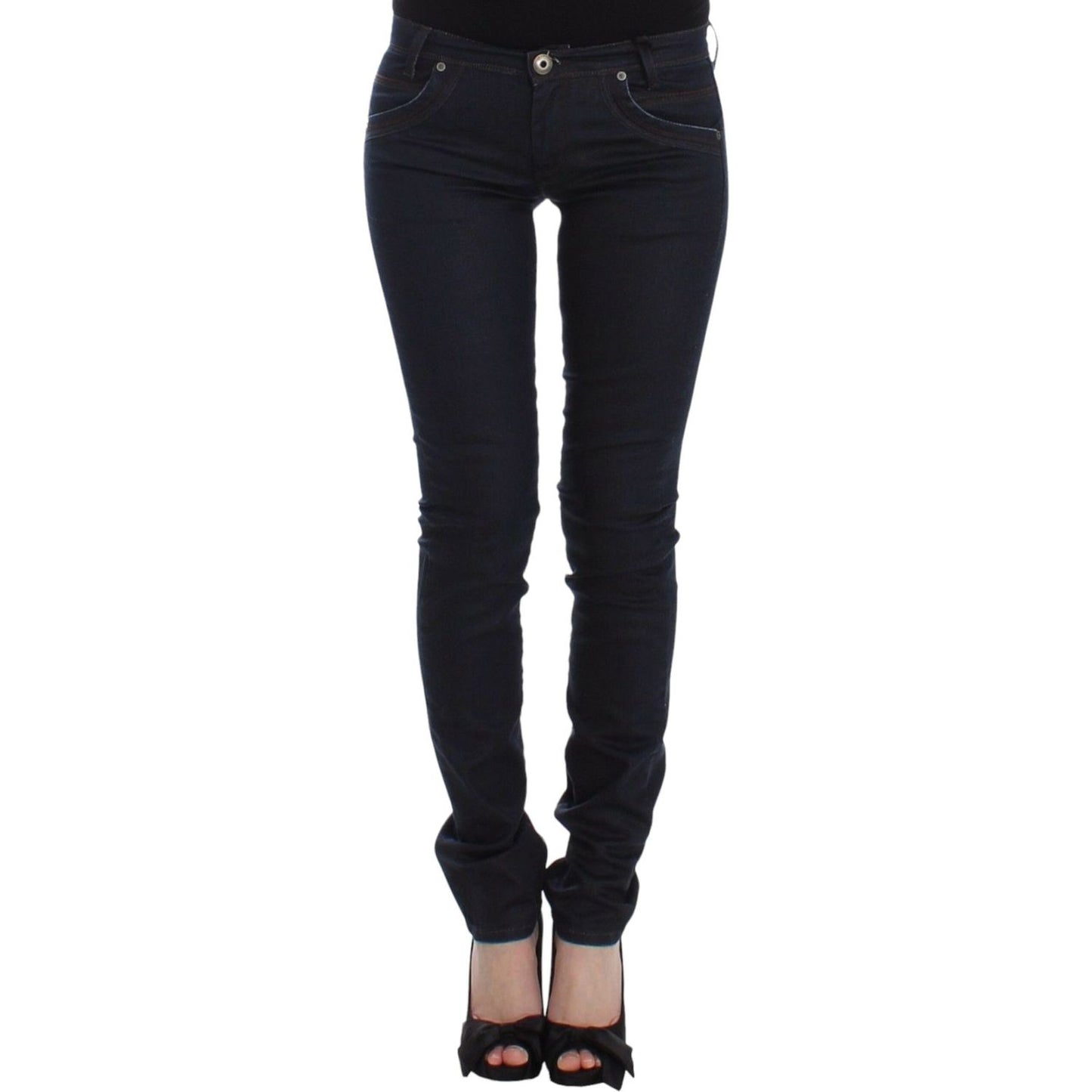 Chic Dark Blue Slim Jeans for Elegant Style