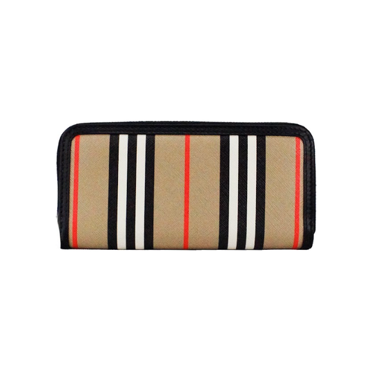 Ellerby Black Leather Icon Stripe Canvas Zip Around Continental Wallet