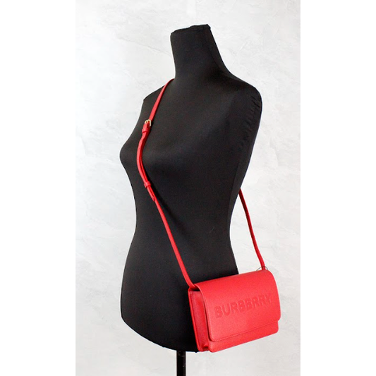 Hampshire Small Red Embossed Logo Smooth Leather Crossbody Bag