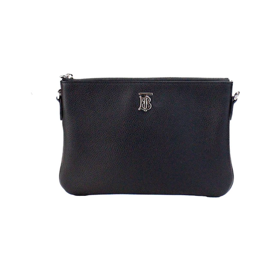 Peyton Monogram Black Leather Pouch Crossbody Bag Purse