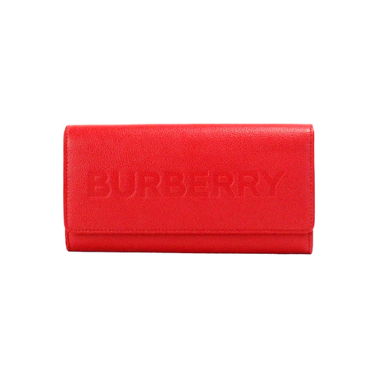 Porter Red Grained Leather Embossed Continental Clutch Flap Wallet