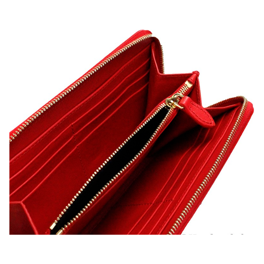 Elmore Red Embossed Logo Leather Continental Clutch Wallet