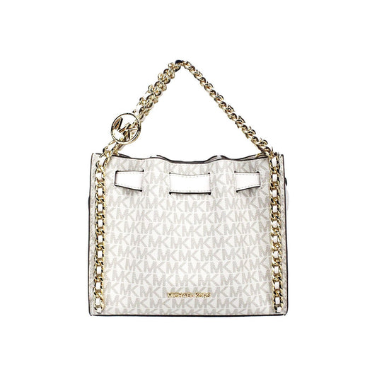 Mina Small Belted Cream Signature PVC Chain Inlay Crossbody Bag