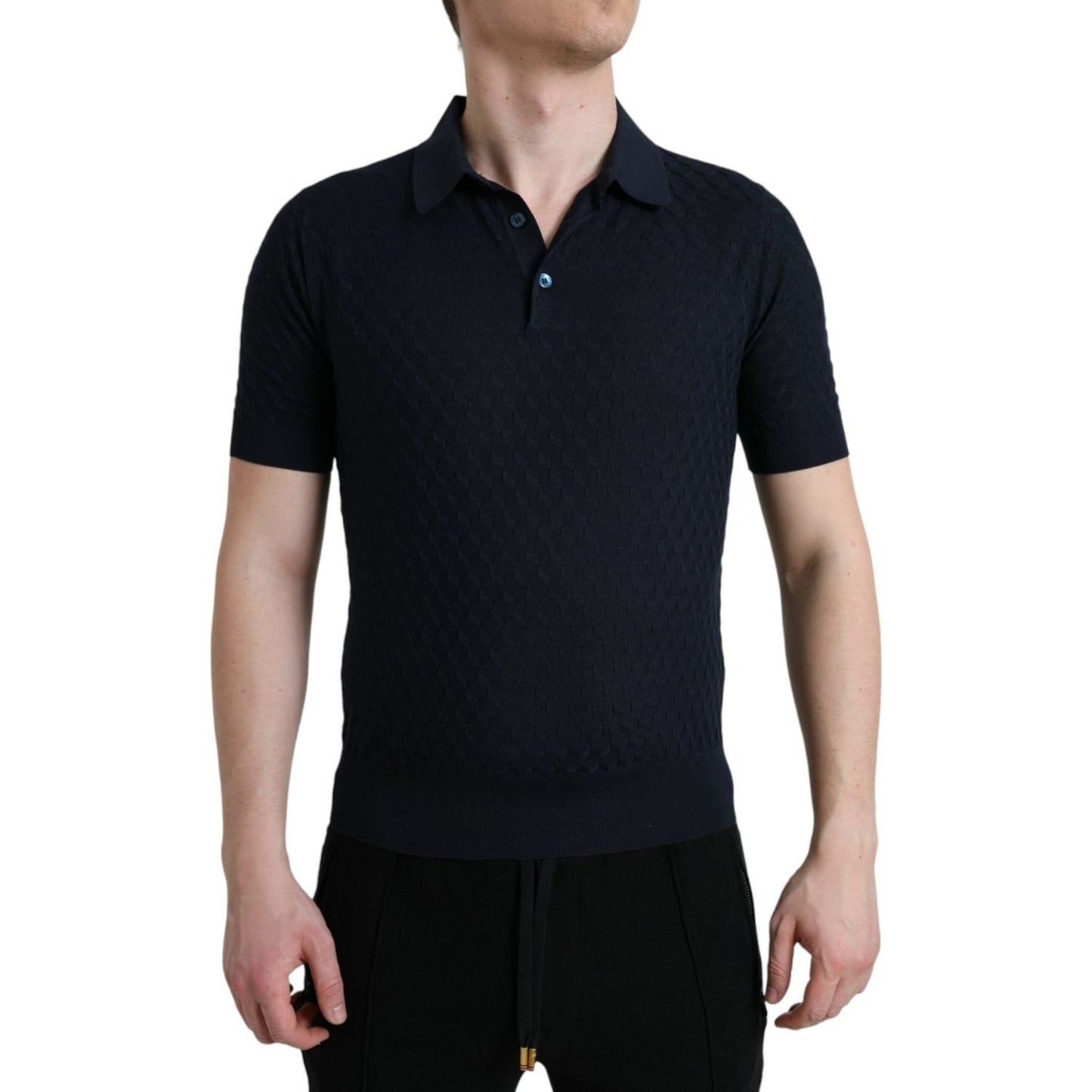 Dark Blue Collared Short Sleeve Polo T-shirt