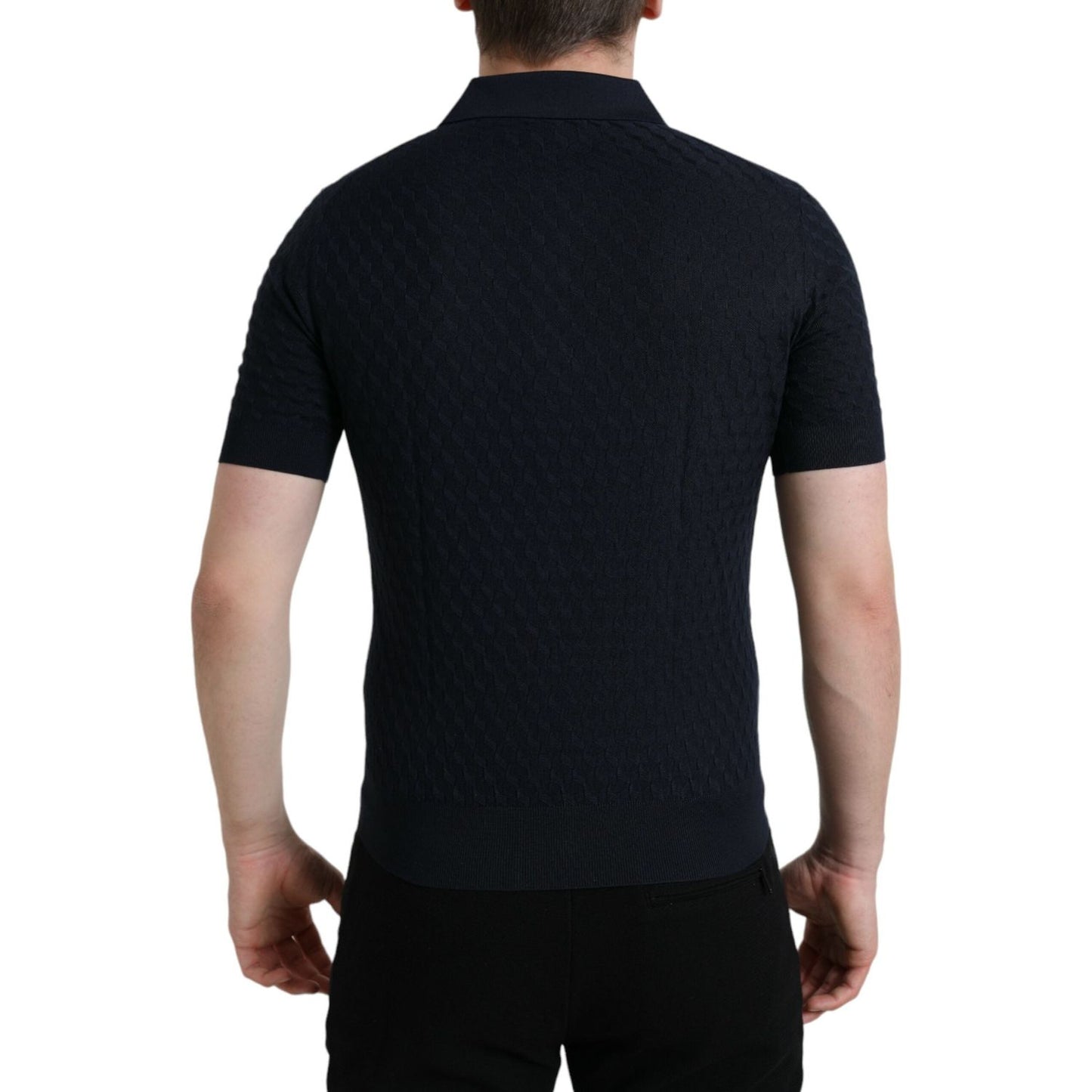 Dark Blue Collared Short Sleeve Polo T-shirt