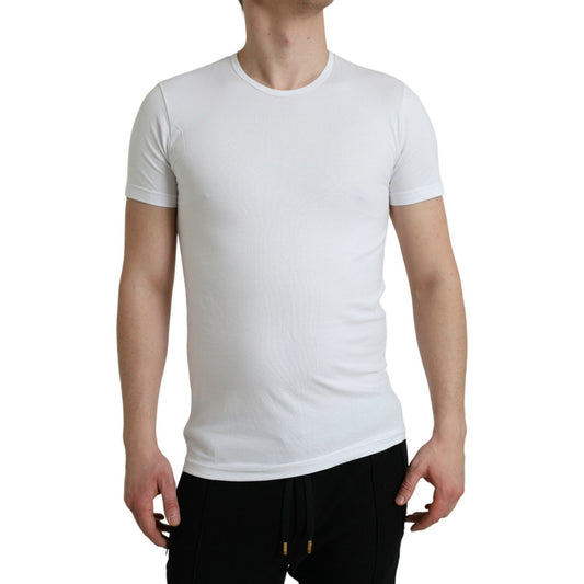 White Cotton Round Neck Crewneck Underwear T-shirt