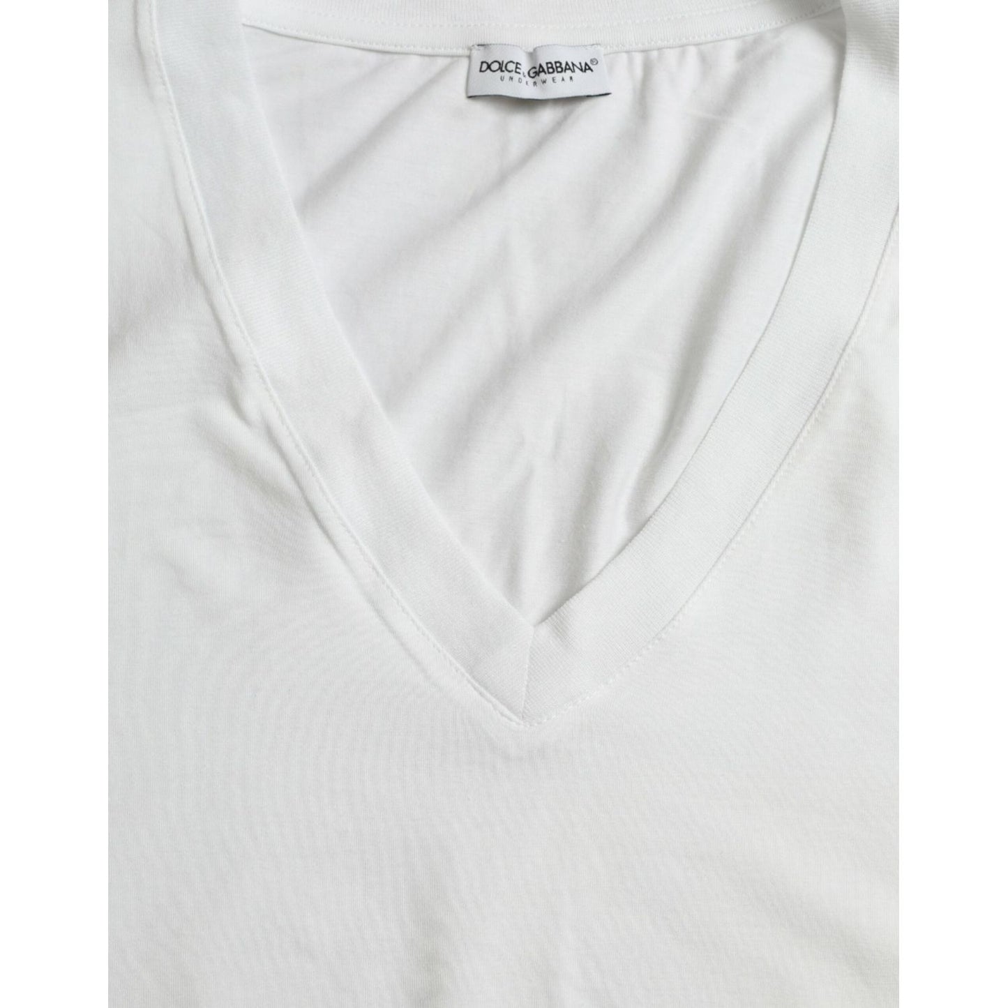 White Cotton V-neck Short Sleeve Underwear T-shirt