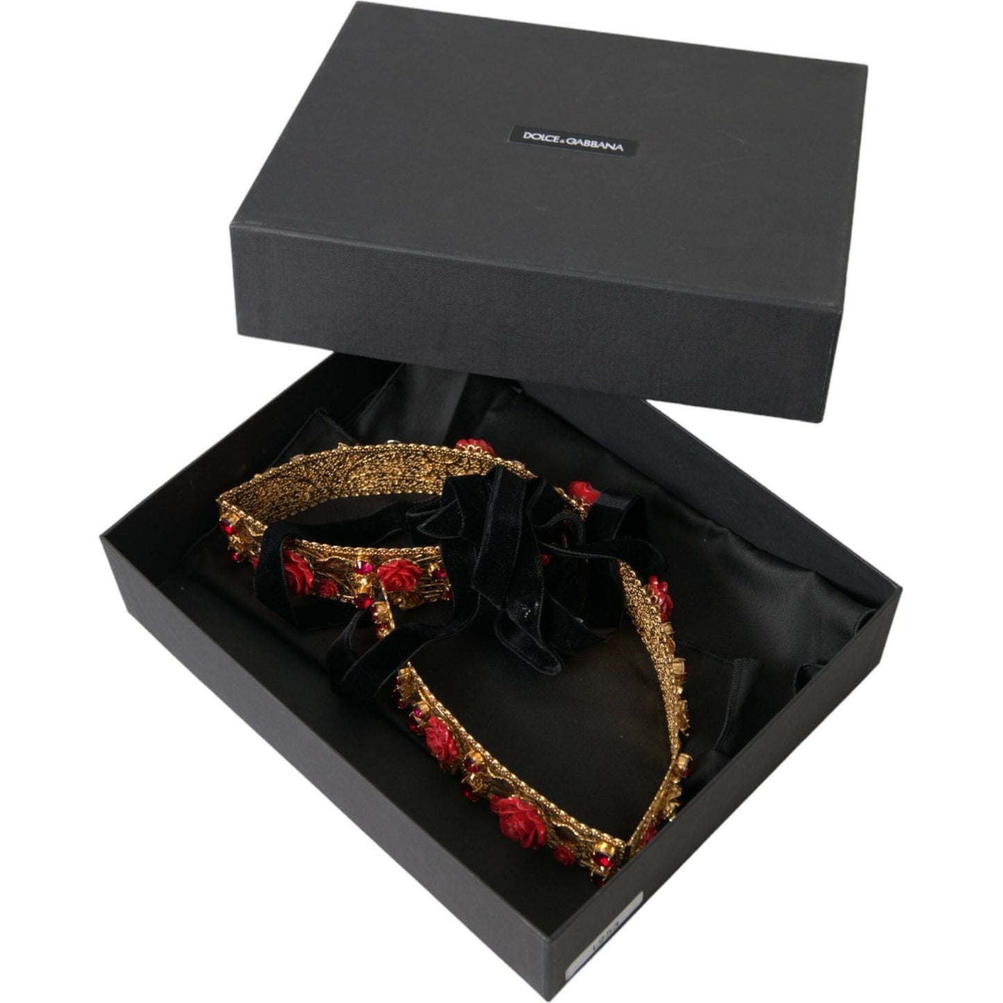 Gold Brass Red Roses Crystal Jewel Waist Belt