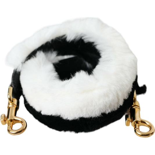 Black White Lapin Fur Accessory Shoulder Strap