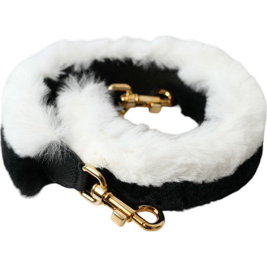 Black White Lapin Fur Accessory Shoulder Strap