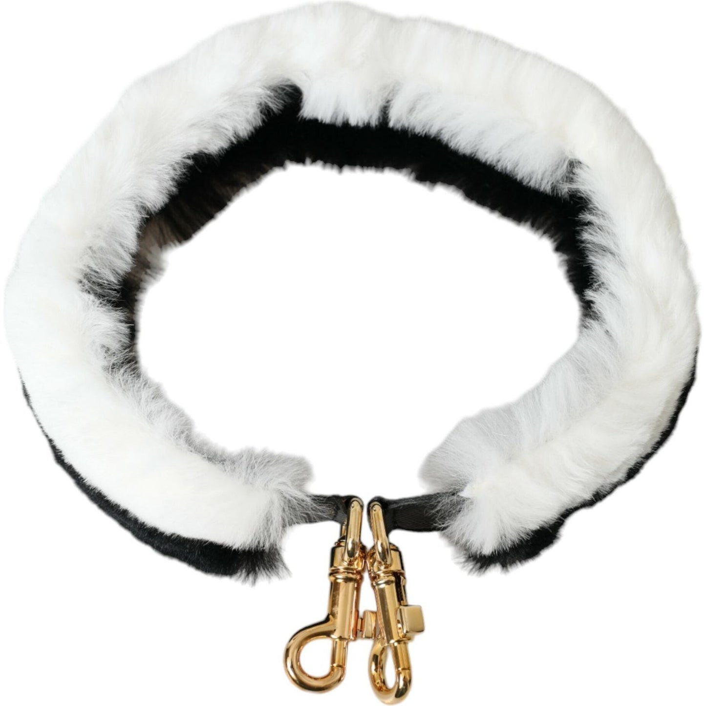 Black White Lapin Fur Accessory Shoulder Strap