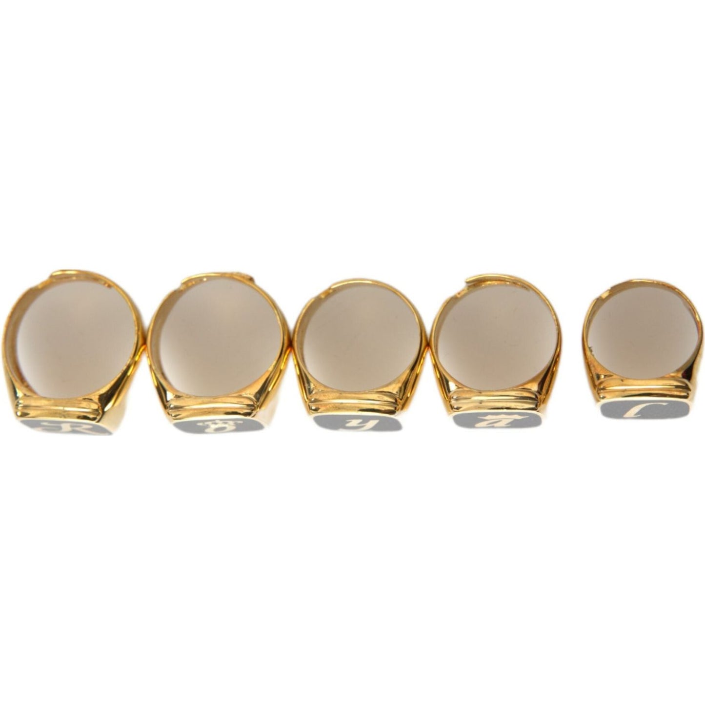 Dolce & Gabbana Gold Brass ROYAL Enamel Set of 5 Ring Ring