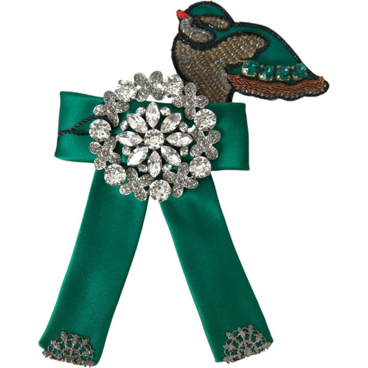 Green Satin Bird Crystal Women Hair Clip