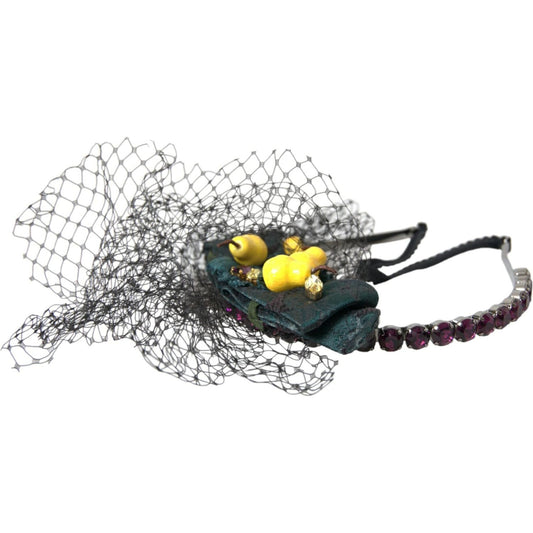 Black Lemons Sicily Purple Crystal Net Headband Diadem