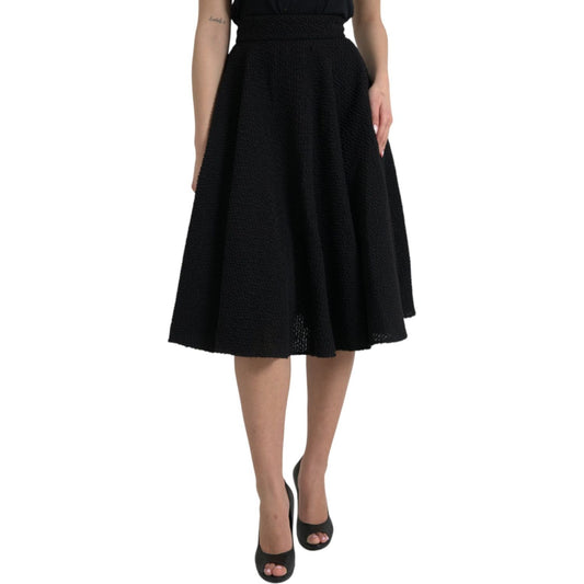 Black High Waist A-line Knee Length Skirt