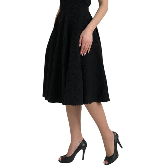 Black High Waist A-line Knee Length Skirt