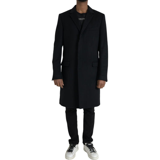 Black Wool Cashmere Trench Coat Jacket