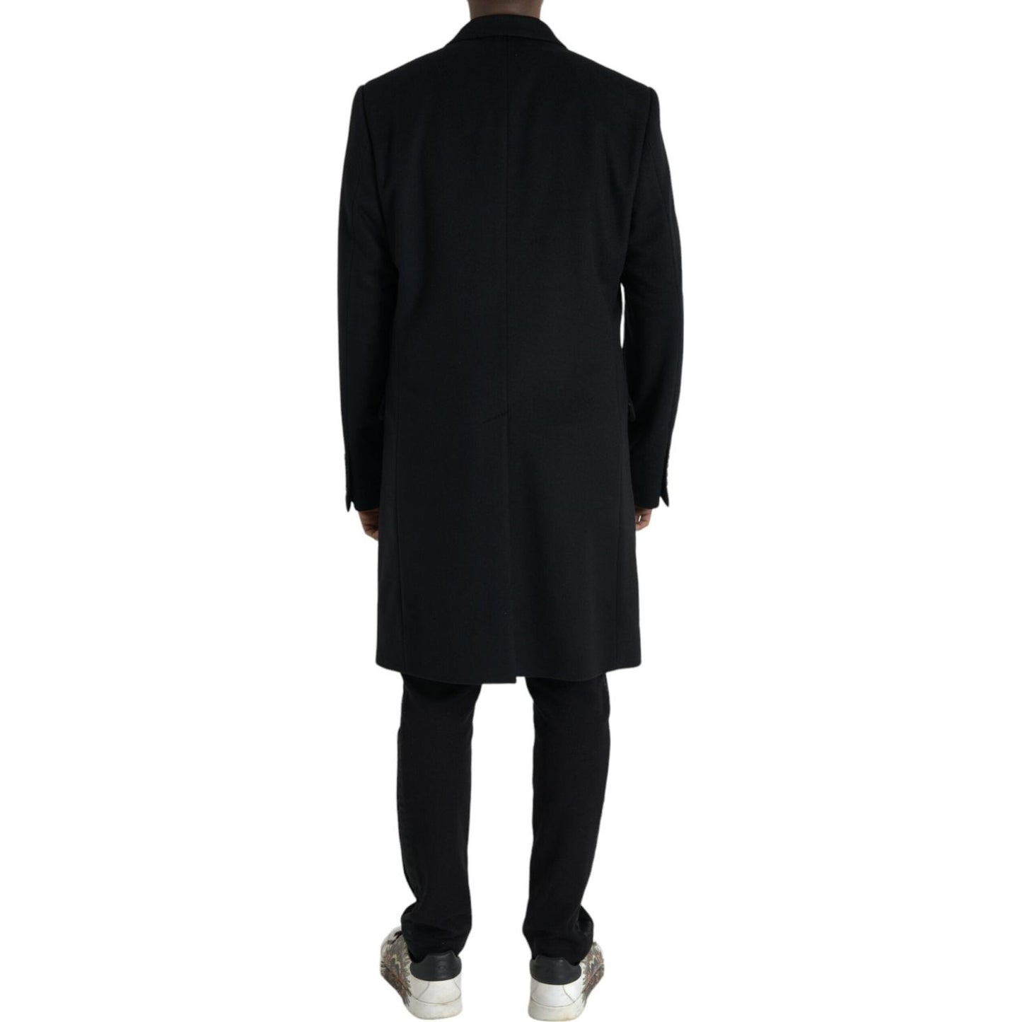 Black Wool Cashmere Trench Coat Jacket