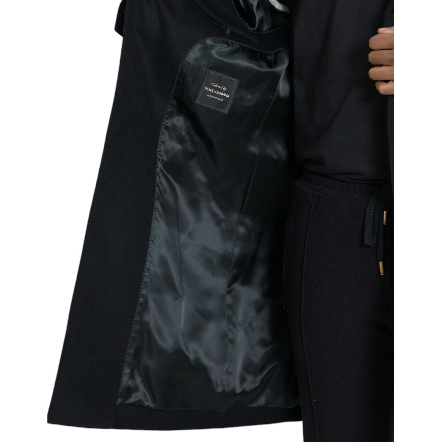 Black Wool Cashmere Trench Coat Jacket