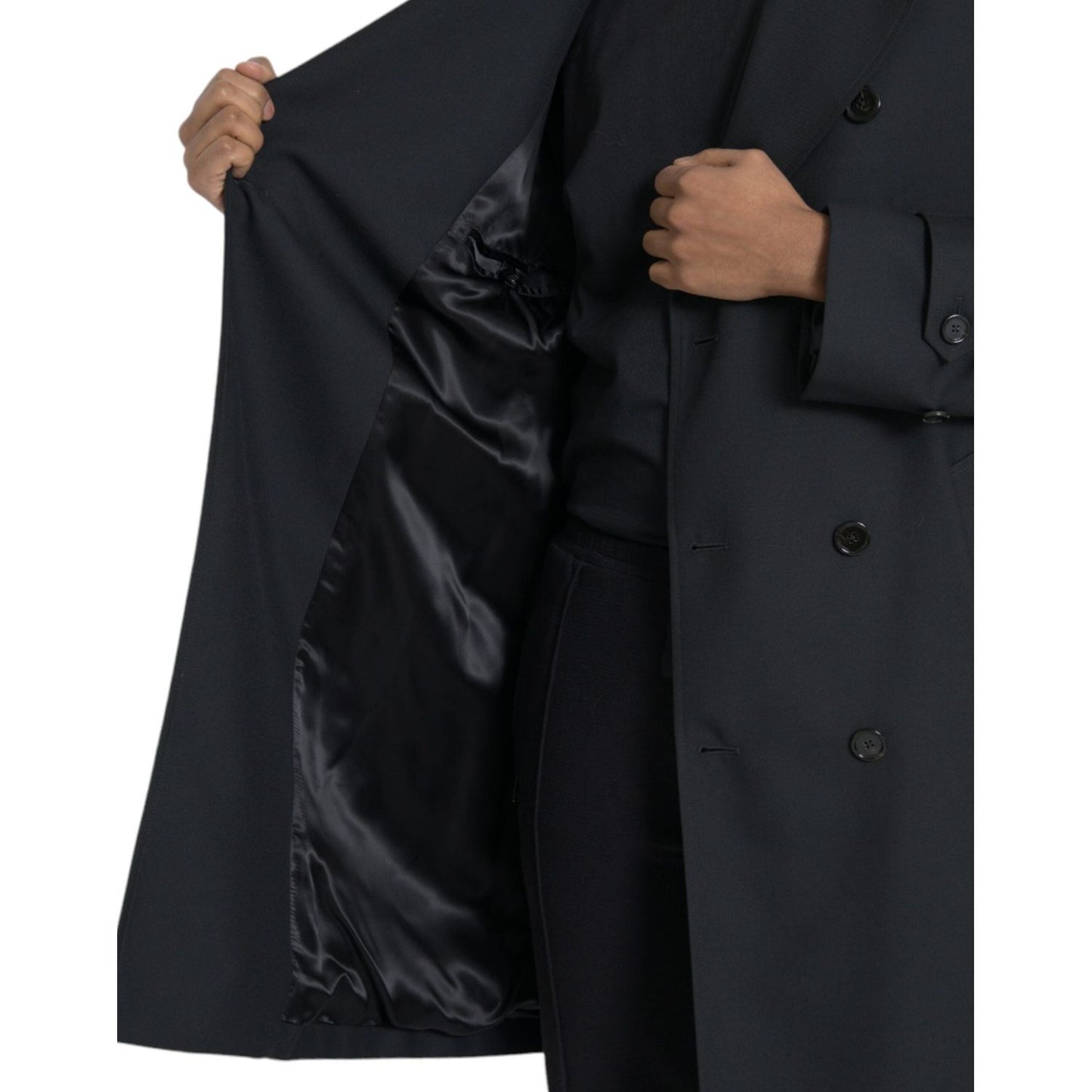 Black Double Breasted Trench Coat Jacket