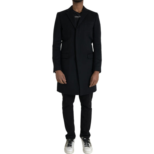 Black Single Breasted Trench Coat Jacket Dolce & Gabbana