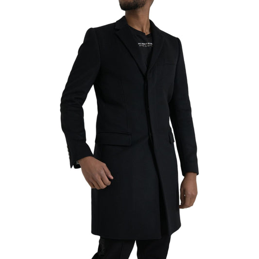 Black Single Breasted Trench Coat Jacket