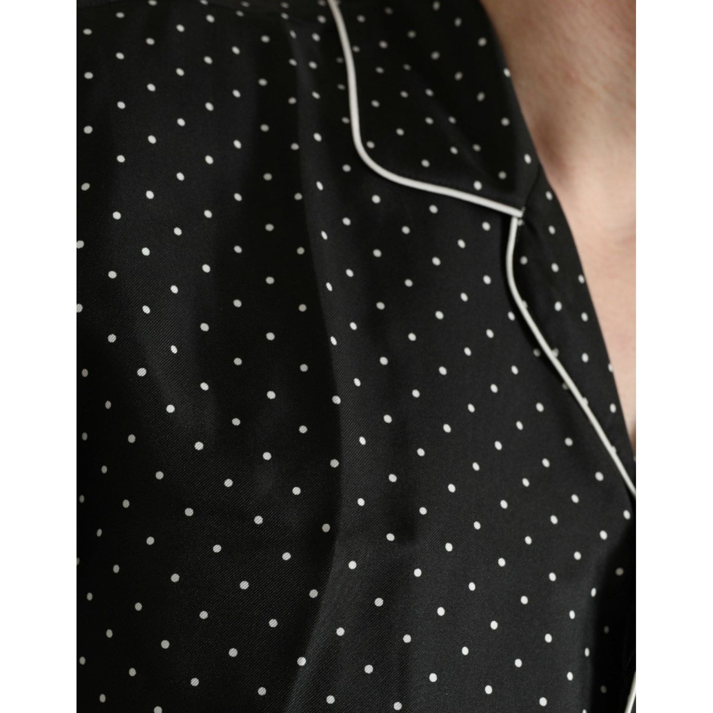 Black Polka Dot Silk Long Sleeve Shirt