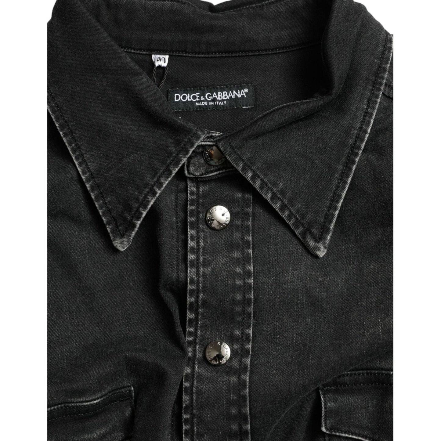 Black Cotton Long Sleeve Denim Casual Shirt