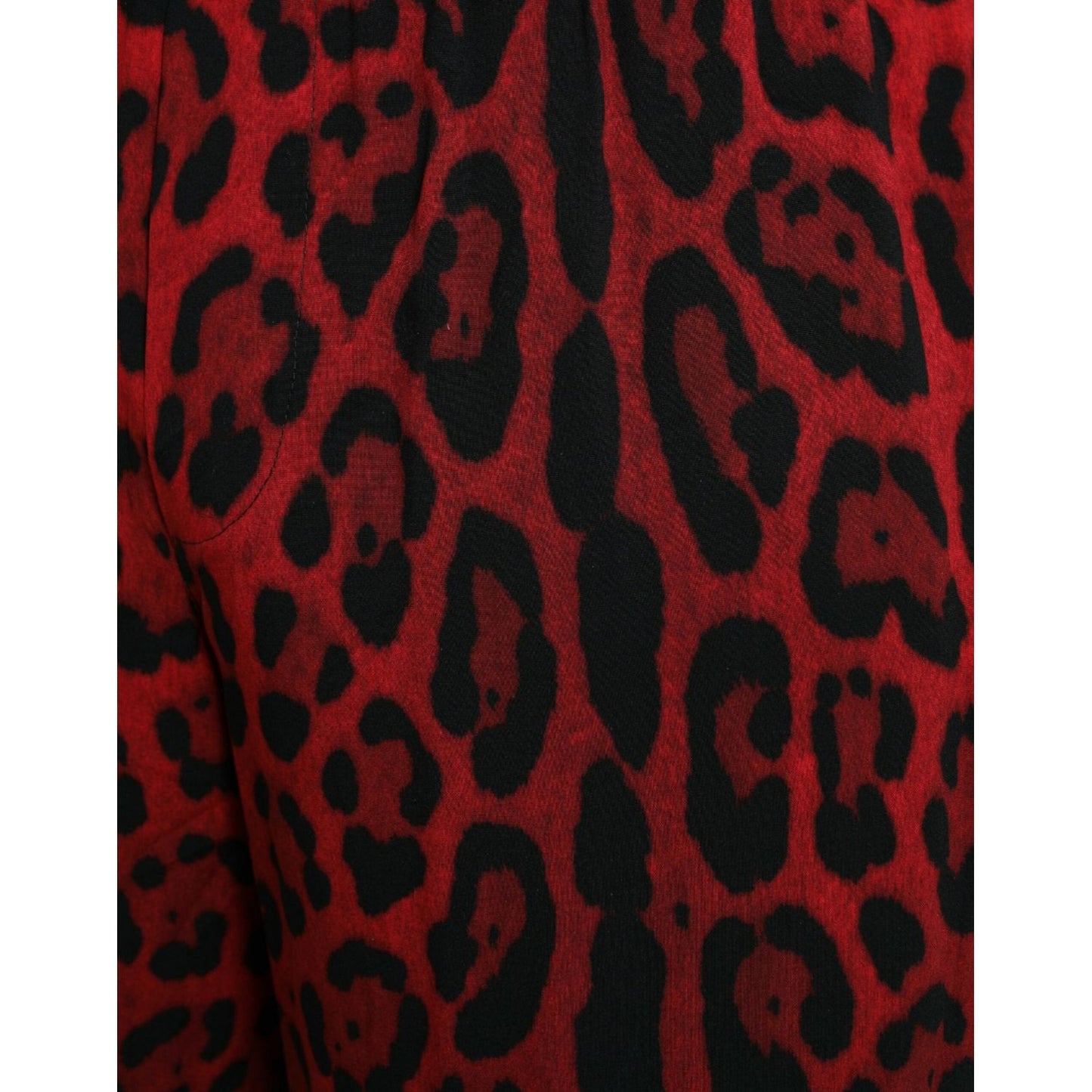 Red Leopard Print Viscose Bermuda Shorts