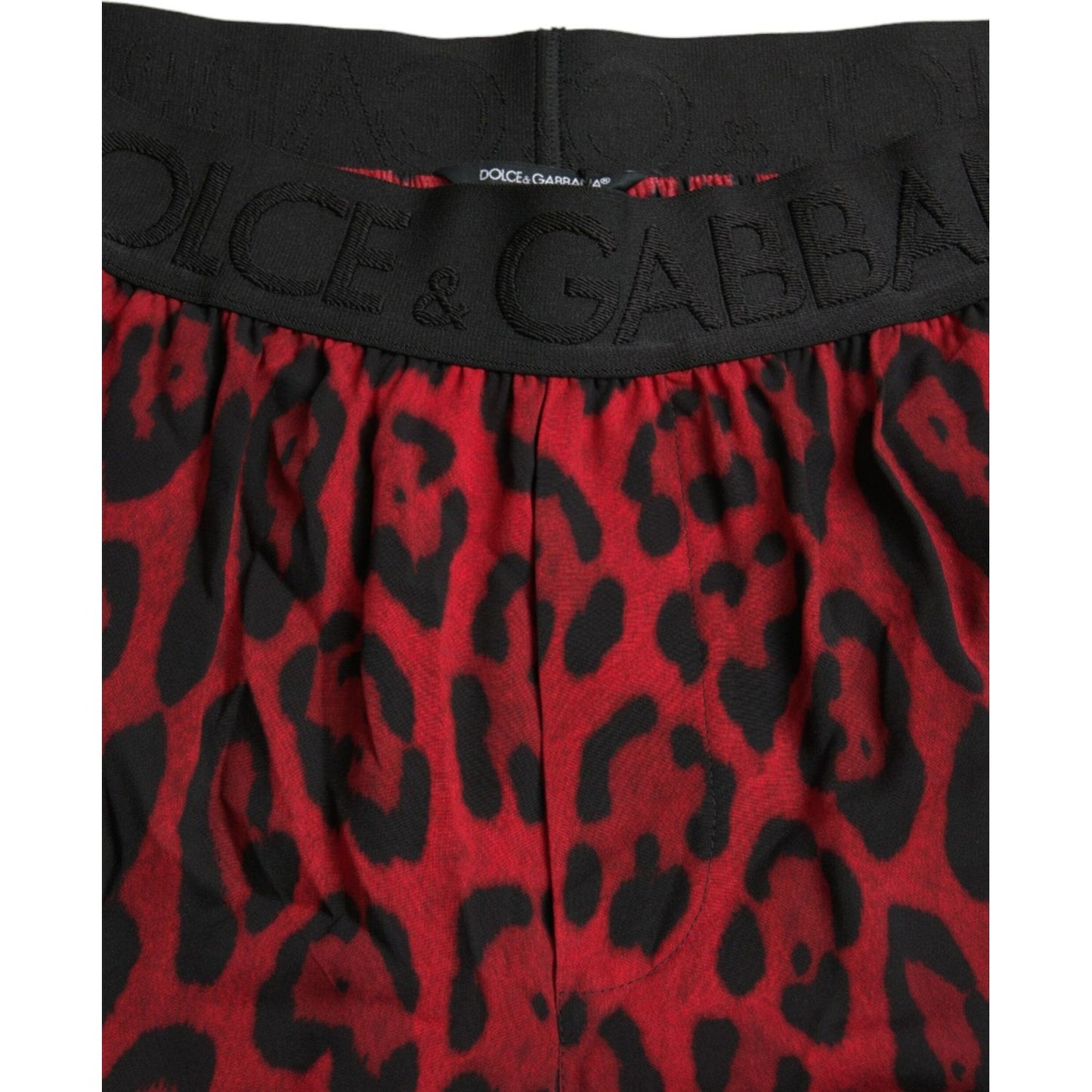 Red Leopard Print Viscose Bermuda Shorts