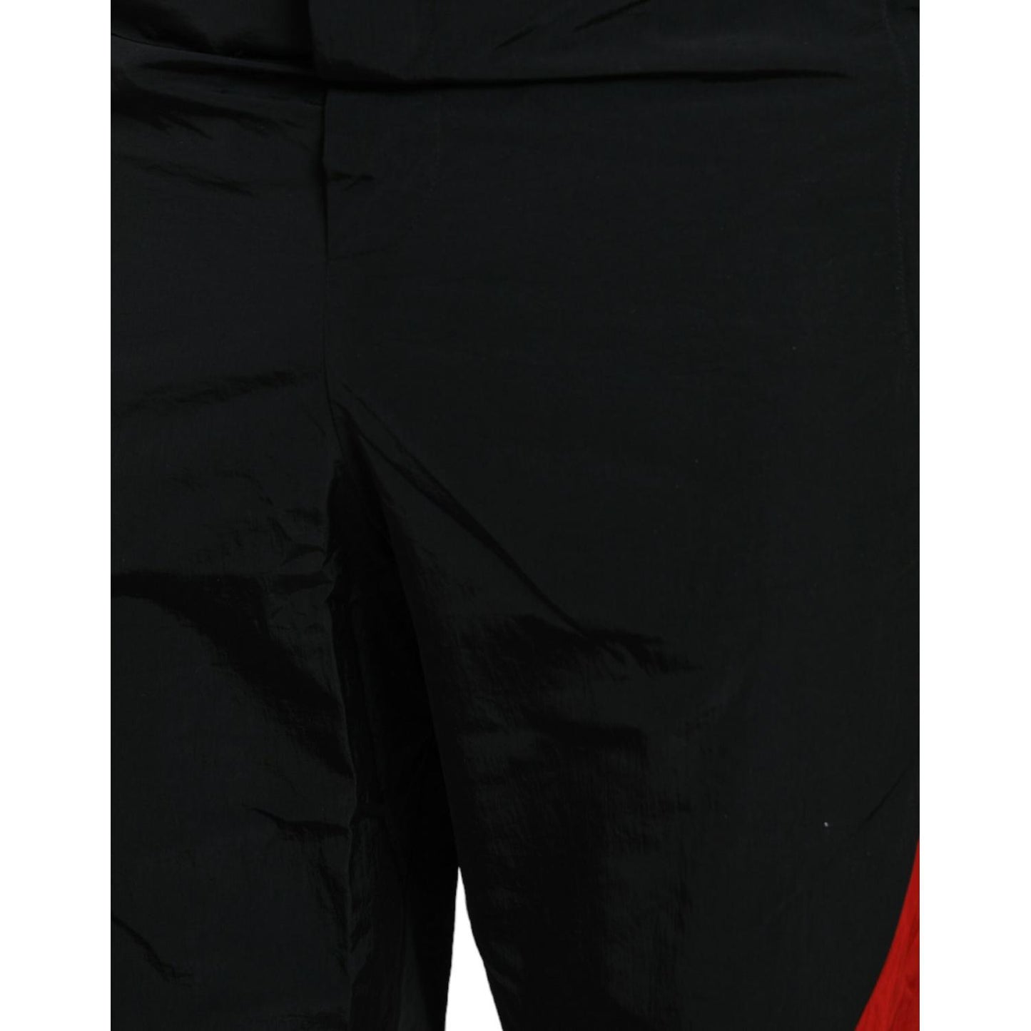 Black Red Leopard Print Nylon Jogger Pants