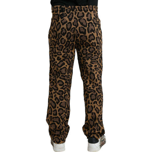 Brown Leopard Print Polyester Jogger Pants Dolce & Gabbana