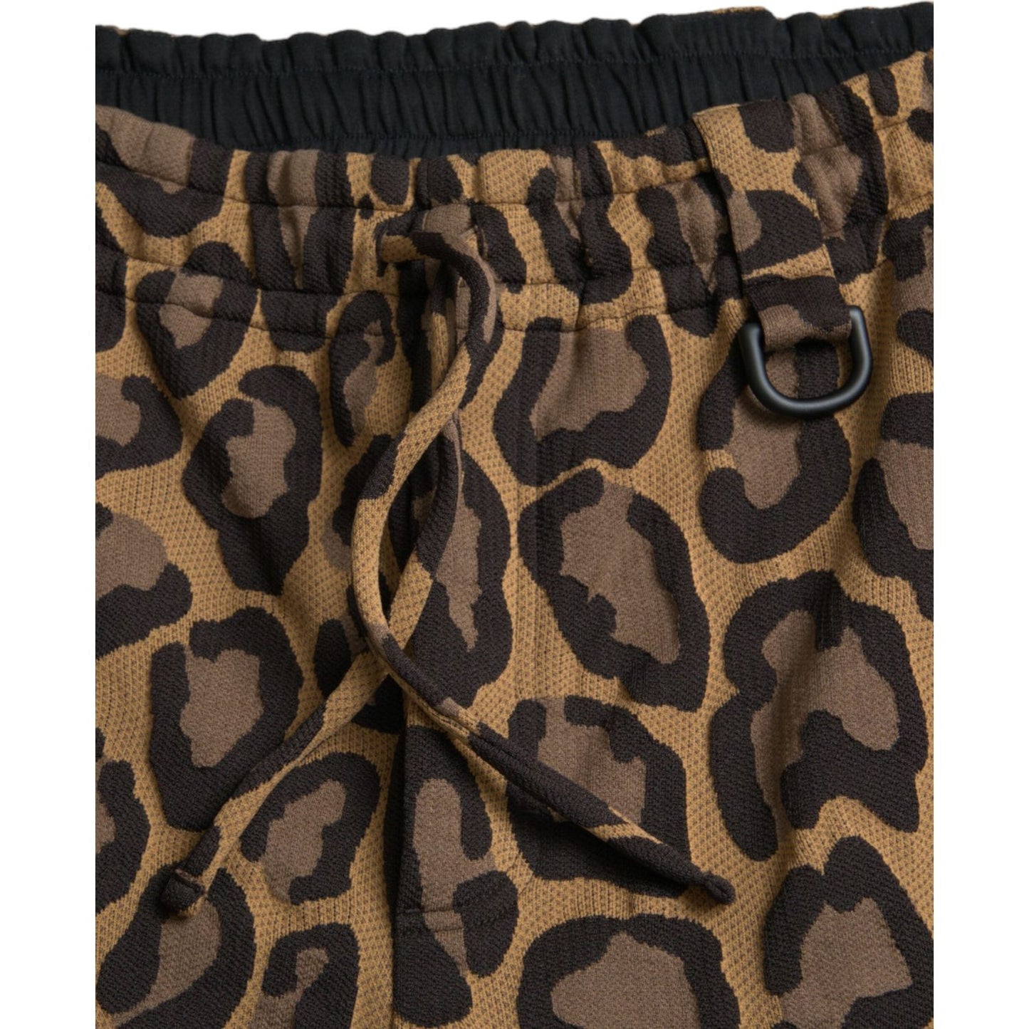 Brown Leopard Print Polyester Jogger Pants