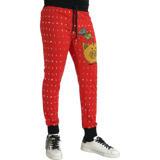 Red Year Of The Pig Jogger Sweatpants Pants Dolce & Gabbana